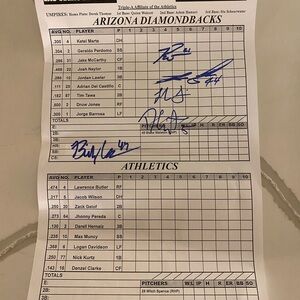 Arizona Diamondbacks Autographed Scorecard MLB Las Vegas signed baseball A’s